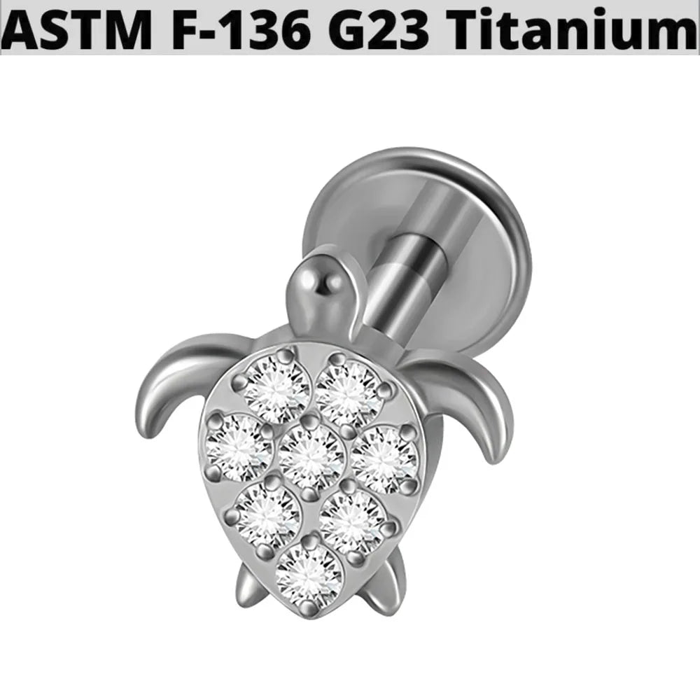 1PC G23 Titanium Simple Dog/Cat CZ Lip Studs Internal Thread Ear Helix Tragus Cartilage Helix Earrings Body Piercing Jewelry 16G