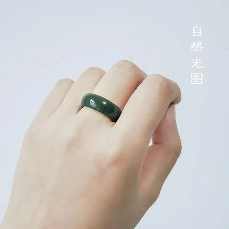 Hetian Jade Ring Men Women Healing Gemstone Fine Jewelry Genuine Natural Hotan Jades Nephrite Green Jade Rings Anillos Mujer