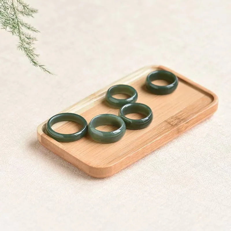 Hetian Jade Ring Men Women Healing Gemstone Fine Jewelry Genuine Natural Hotan Jades Nephrite Green Jade Rings Anillos Mujer