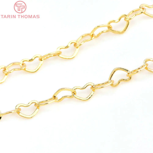 (4315) Width: 3.5MM 24K Champagne Gold Color Plated Brass Heart Shape Necklace Chains High Quality DIY Jewelry Accessories