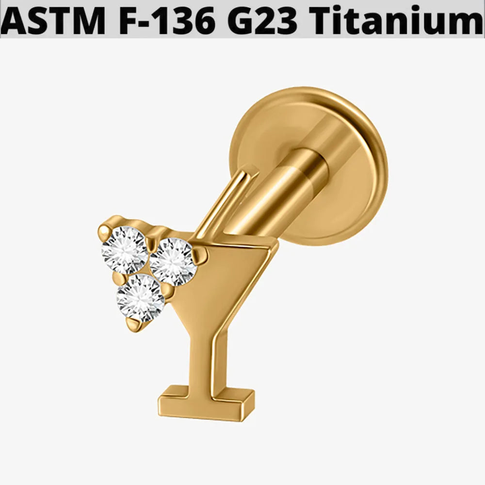 1PC G23 Titanium Simple Dog/Cat CZ Lip Studs Internal Thread Ear Helix Tragus Cartilage Helix Earrings Body Piercing Jewelry 16G