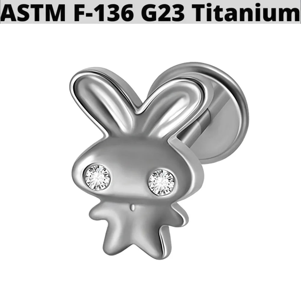 1PC G23 Titanium Simple Dog/Cat CZ Lip Studs Internal Thread Ear Helix Tragus Cartilage Helix Earrings Body Piercing Jewelry 16G