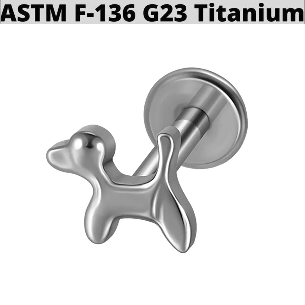 1PC G23 Titanium Simple Dog/Cat CZ Lip Studs Internal Thread Ear Helix Tragus Cartilage Helix Earrings Body Piercing Jewelry 16G