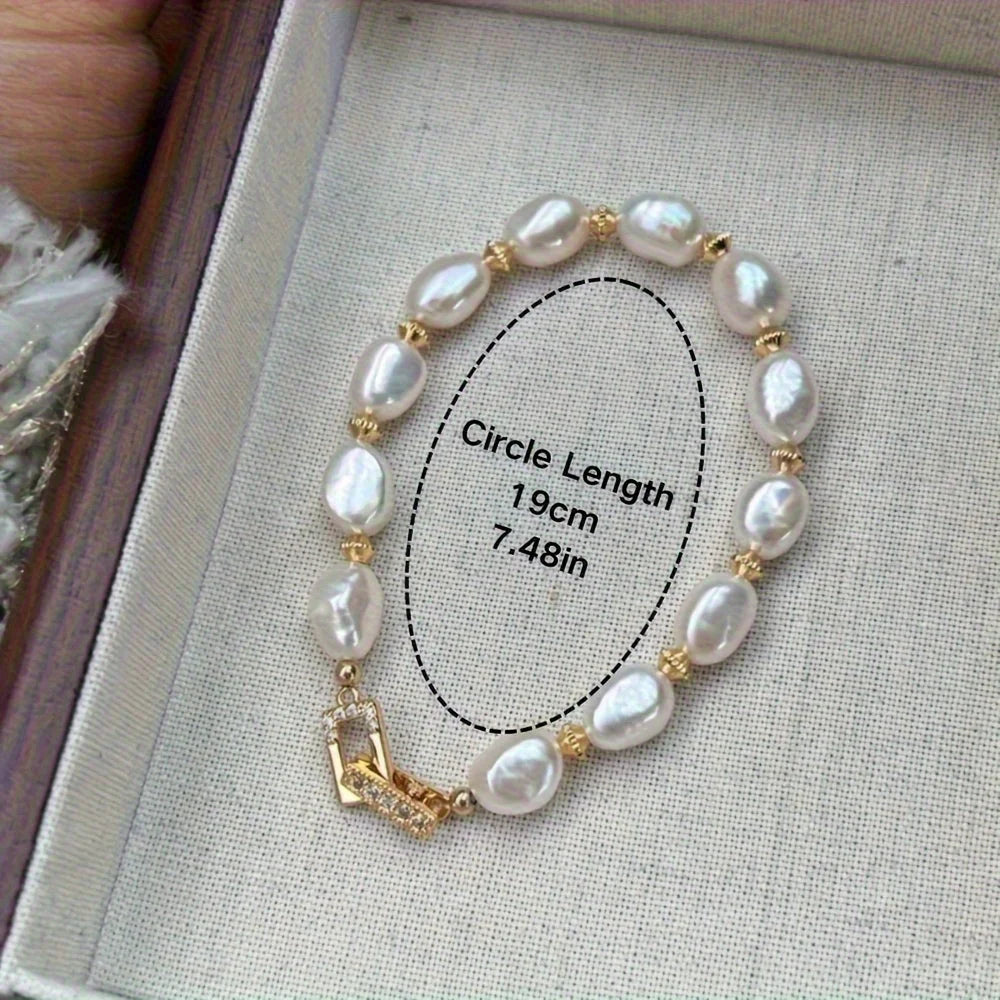 Natural Freshwater Baroque Pearl Bracelet High Luster French Style Unique Irregular Pearl Strand Elegant Wristband