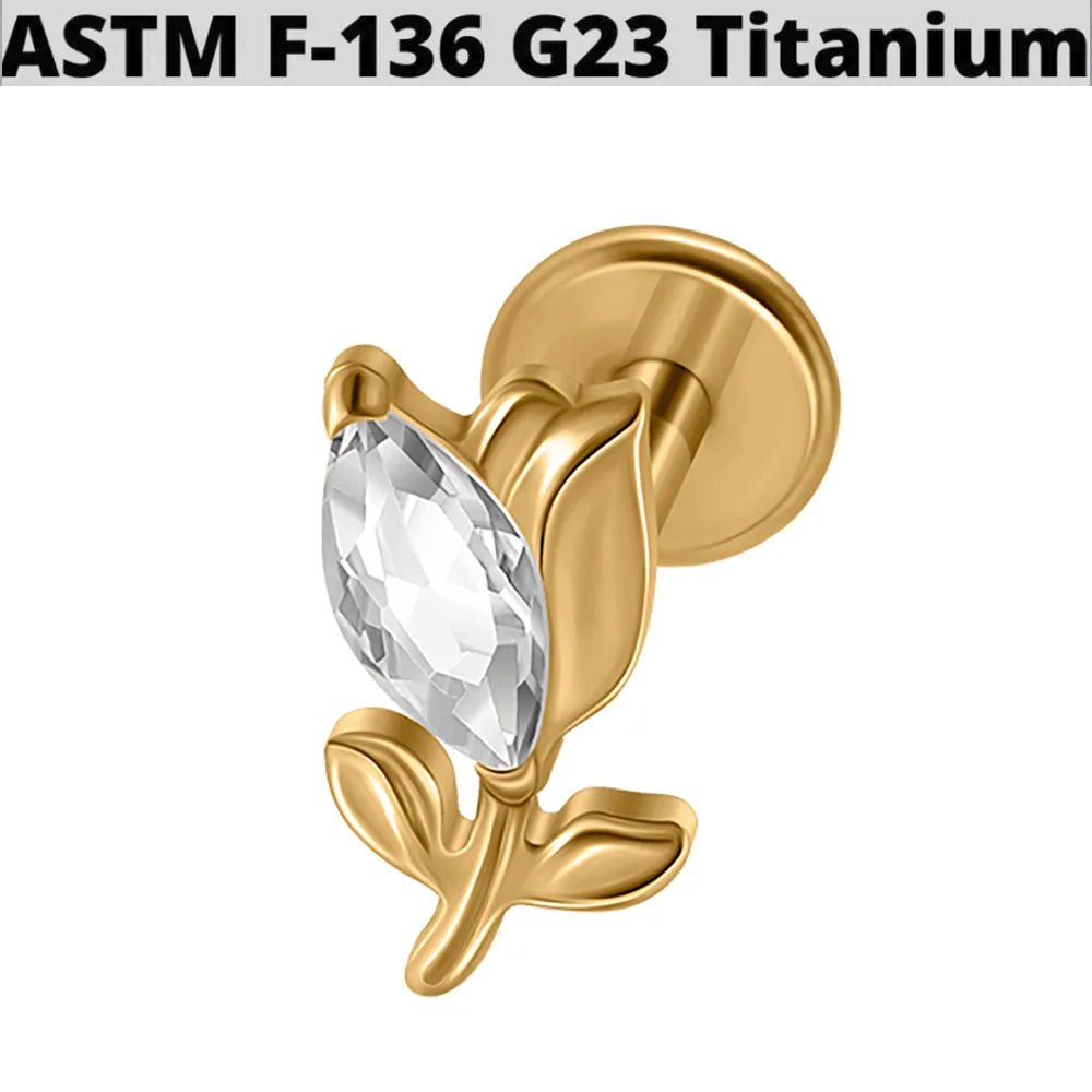 1PC G23 Titanium Simple Dog/Cat CZ Lip Studs Internal Thread Ear Helix Tragus Cartilage Helix Earrings Body Piercing Jewelry 16G