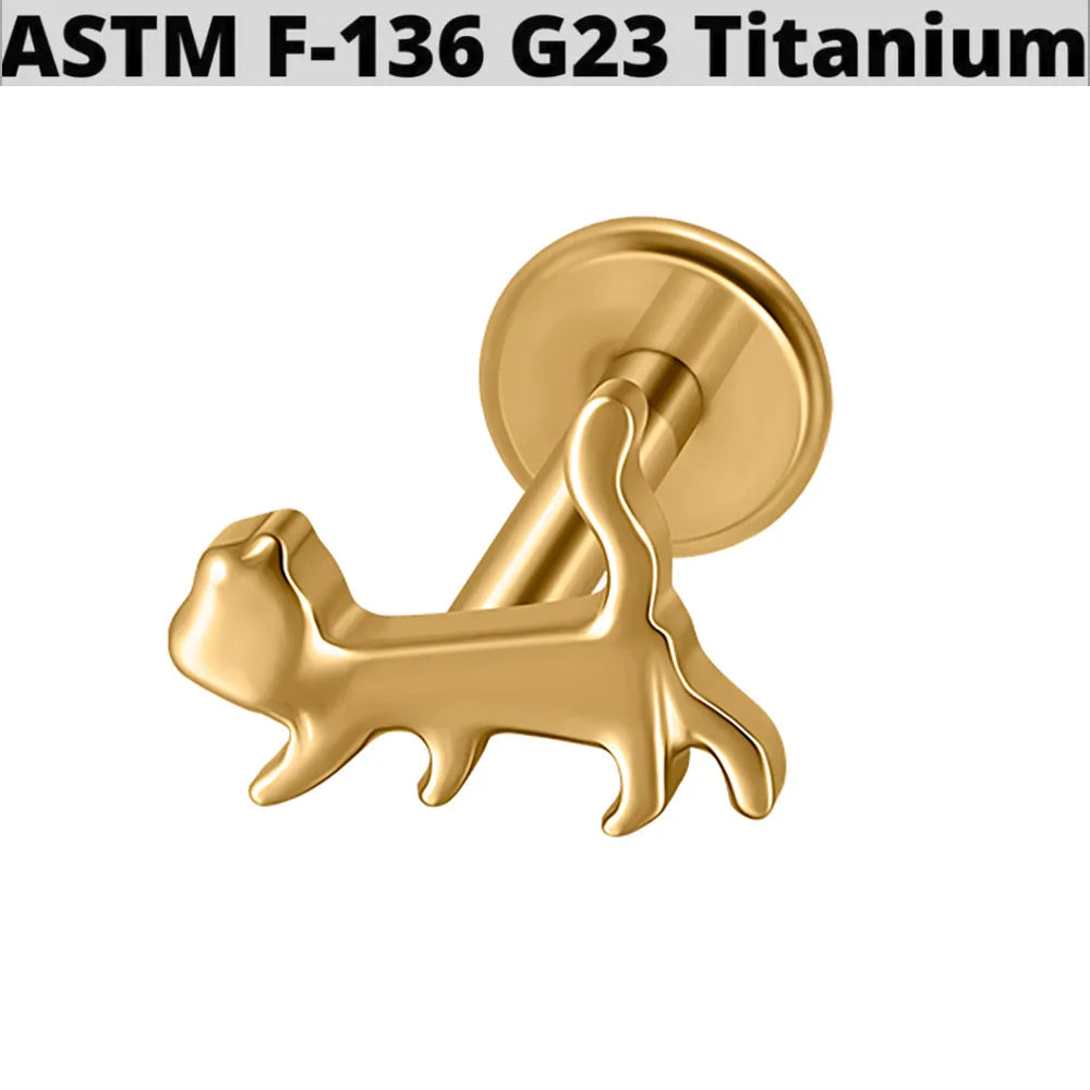 1PC G23 Titanium Simple Dog/Cat CZ Lip Studs Internal Thread Ear Helix Tragus Cartilage Helix Earrings Body Piercing Jewelry 16G