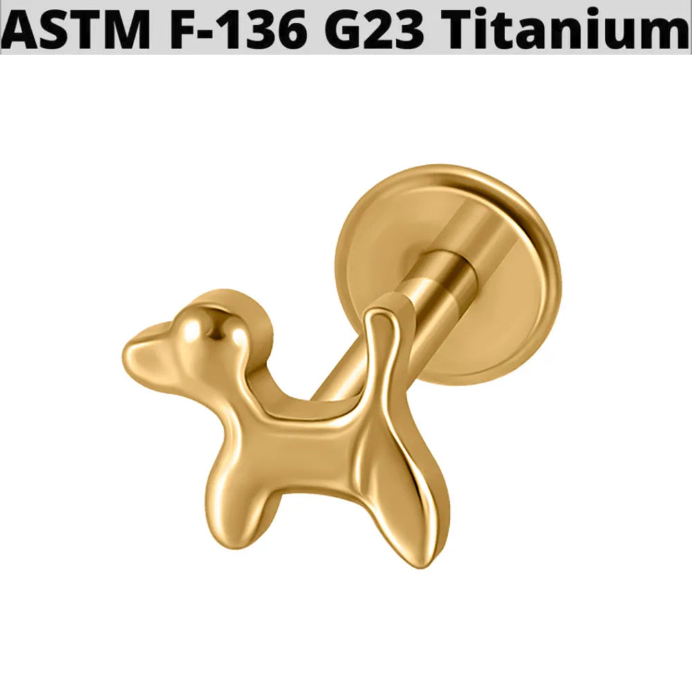 1PC G23 Titanium Simple Dog/Cat CZ Lip Studs Internal Thread Ear Helix Tragus Cartilage Helix Earrings Body Piercing Jewelry 16G