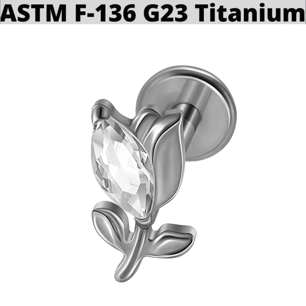 1PC G23 Titanium Simple Dog/Cat CZ Lip Studs Internal Thread Ear Helix Tragus Cartilage Helix Earrings Body Piercing Jewelry 16G