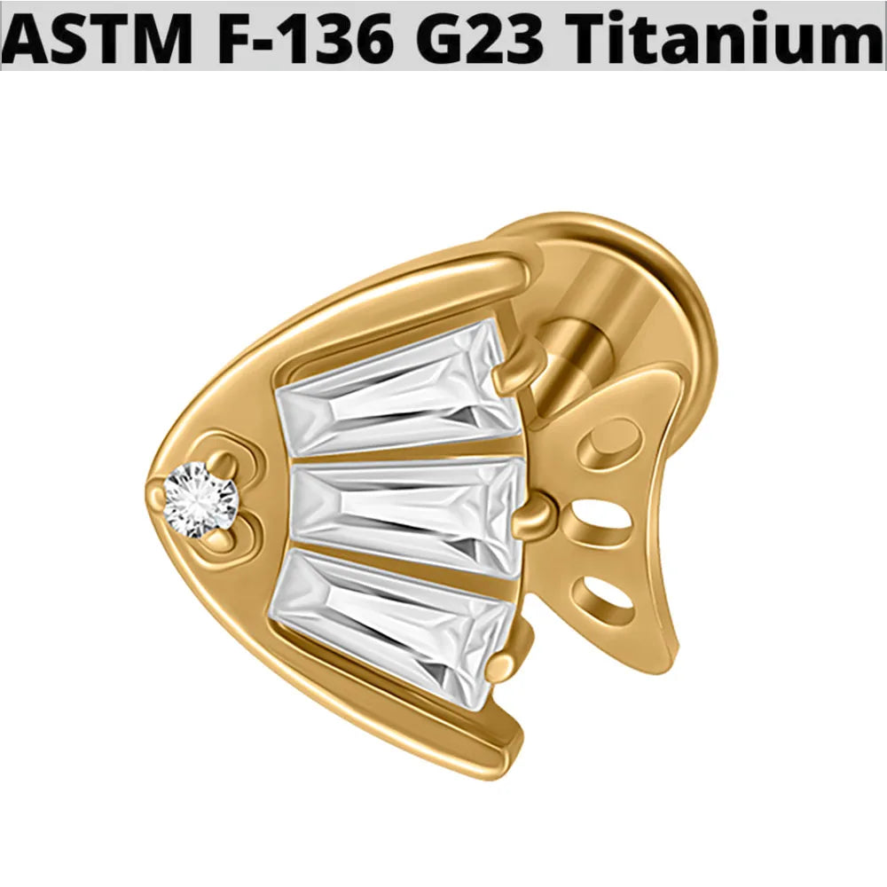 1PC G23 Titanium Simple Dog/Cat CZ Lip Studs Internal Thread Ear Helix Tragus Cartilage Helix Earrings Body Piercing Jewelry 16G