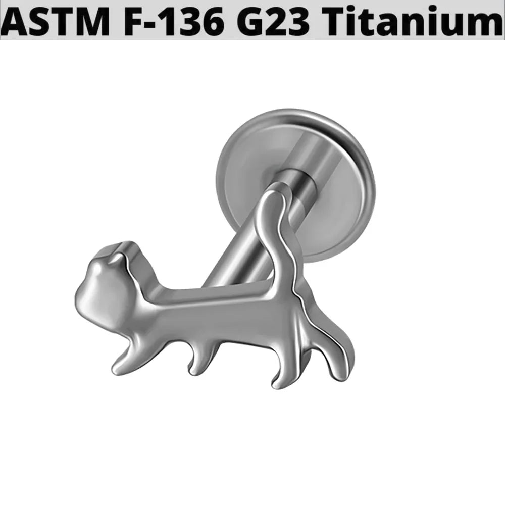 1PC G23 Titanium Simple Dog/Cat CZ Lip Studs Internal Thread Ear Helix Tragus Cartilage Helix Earrings Body Piercing Jewelry 16G