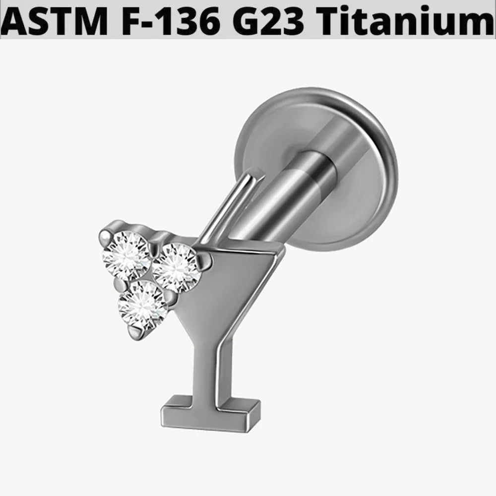 1PC G23 Titanium Simple Dog/Cat CZ Lip Studs Internal Thread Ear Helix Tragus Cartilage Helix Earrings Body Piercing Jewelry 16G