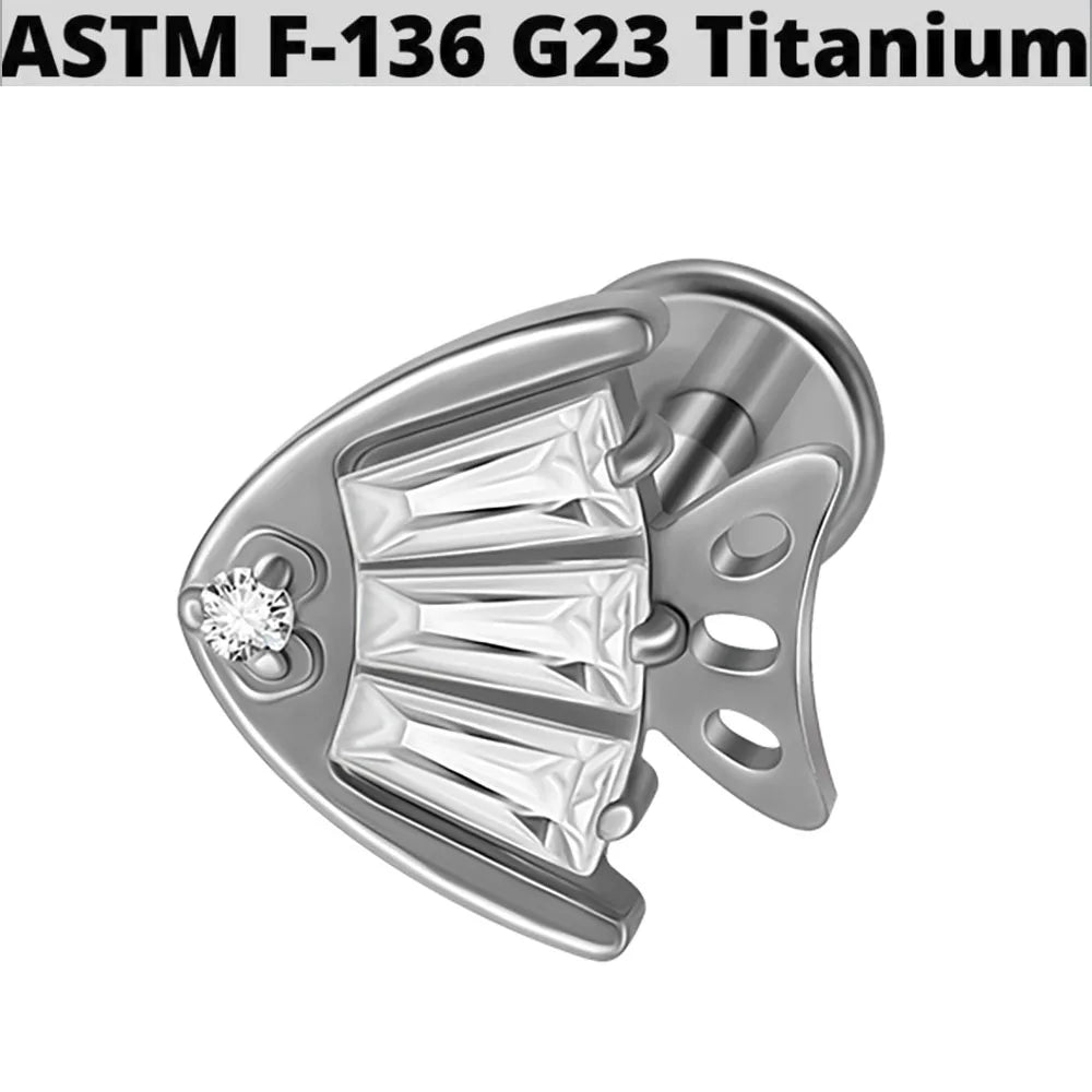 1PC G23 Titanium Simple Dog/Cat CZ Lip Studs Internal Thread Ear Helix Tragus Cartilage Helix Earrings Body Piercing Jewelry 16G